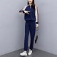 Urban Style Long Sleeve Striped Zippered Women Tracksuit - Blue image