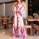 Sleeveless One Shoulder V-Neck Style Maxi Dress - White image