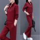 Casual Sportwear Cotton Two Piece Women Tracksuit - Red image