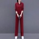 Casual Sportwear Cotton Two Piece Women Tracksuit - Red image