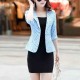 Lines Printed One Button Formal Style Women Coat - Light Blue image