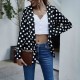 Loose Type Polyester Fabric Casual Polka-Dot Women Jacket - Black image
