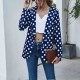 Loose Type Polyester Fabric Casual Polka-Dot Women Jacket - Blue image