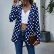 Loose Type Polyester Fabric Casual Polka-Dot Women Jacket - Blue image