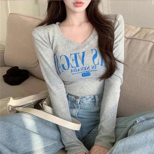 Trendy Slim-Type Long Sleeve Women Winter Sweater - Grey image