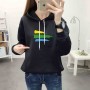 Leisure Style Printed Long Sleeve Cotton Women Hoodie - Black