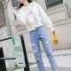 Retro Style Drawstring Letters Printed Long Sleeves Women Hoodie - White image