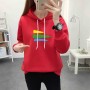 Leisure Style Printed Long Sleeve Cotton Women Hoodie - Red