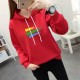 Leisure Style Printed Long Sleeve Cotton Women Hoodie - Red image