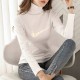 Leisure Style Full Sleeves Turtle Neck Women Sweater - White image