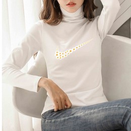 Leisure Style Full Sleeves Turtle Neck Women Sweater - White