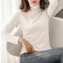 Leisure Style Full Sleeves Turtle Neck Women Sweater - White