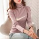Leisure Style Full Sleeves Turtle Neck Women Sweater - Pink image
