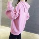College Style Trendy Long Sleeve Women Hoodie - Pink image