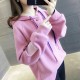 College Style Trendy Long Sleeve Women Hoodie - Pink image