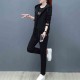 Casual Style Zipper Closure Women Hooded Tracksuit - Black image
