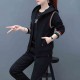 Casual Style Zipper Closure Women Hooded Tracksuit - Black image