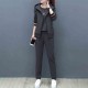 Casual Style Zipper Closure Women Hooded Tracksuit - Grey image