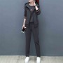 Casual Style Zipper Closure Women Hooded Tracksuit - Grey