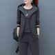 Casual Style Zipper Closure Women Hooded Tracksuit - Grey image