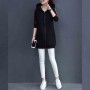 Casual Style Alphabet Printing Zip Up Long Hoodie - Black