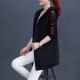 Casual Style Alphabet Printing Zip Up Long Hoodie - Black image