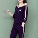Sports Long Sleeve Drawstring Hooded Tracksuit - Blue image