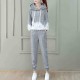 Drawstring Casual Style Hooded Women Tracksuit - Grey image