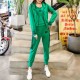 Sports Long Sleeve Alphabet Printing Three Piece Hooded Tracksuit - Green image