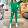 Sports Long Sleeve Alphabet Printing Three Piece Hooded Tracksuit - Green