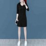 Elegant Style Mid Length Double Pocket Drawstring Hoodie - Black