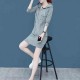 Elegant Style Mid Length Double Pocket Drawstring Hoodie - Grey image
