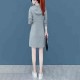 Elegant Style Mid Length Double Pocket Drawstring Hoodie - Grey image