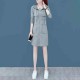 Elegant Style Mid Length Double Pocket Drawstring Hoodie - Grey image