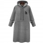 Mid Length Kangaroo Pocket Drawstring Long Sleeve Women Hoodie - Grey