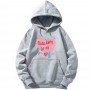 Kangaroo Pocket Long Sleeve Heart Print Cotton Hoodie - Grey