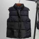 Leisure Style Zip & Button Closure Pockets Vest Shoulder Puffer Jacket - Black image