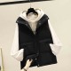 Button Closure Sleeveless Pocket Padded Jacket - Black image