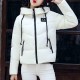 Headphone Logo Zipper Closure Hooded Collar Puffer Jacket - White image