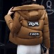 Headphone Logo Zipper Closure Hooded Collar Puffer Jacket - Brown image