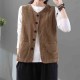 Double Pocket Shoulder Vest Button Closure Corduroy Coat - Brown image