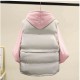 Button Closure Sleeveless Pocket Padded Jacket - Cream image