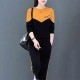 Leisure Style Vertical Alphabet Printing Round Neck Sportswear - Orange image