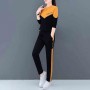 Leisure Style Vertical Alphabet Printing Round Neck Sportswear - Orange