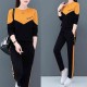 Leisure Style Vertical Alphabet Printing Round Neck Sportswear - Orange image