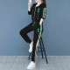 Embroidered Geometric Full Zipper Hooded Sportswear - Black image
