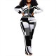 Regular Regular Sleeve Two Piece Geometric Pattern Zipper Closing Sportswear - Black