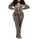 Two Piece Zipper Closing Geometric Figure Sportswear - Beige image
