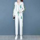 Embroidered Geometric Full Zipper Hooded Sportswear - White image