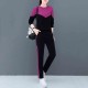 Leisure Style Vertical Alphabet Printing Round Neck Sportswear - Purple image